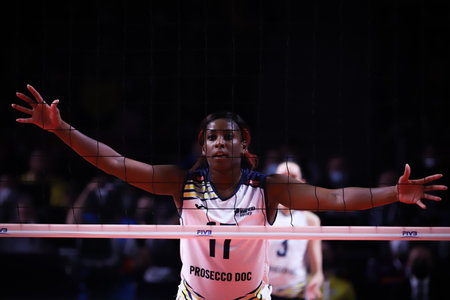 ANKARA, TURKEY - DECEMBER 19, 2021: Miriam Sylla in Vakifbank vs Imoco Volley Conegliano final match of FIVB Volleyball Womens Club World Championshipのeditorial素材