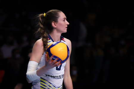 ANKARA, TURKEY - DECEMBER 19, 2021: Megan Courtney Lush in Vakifbank vs Imoco Volley Conegliano final match of FIVB Volleyball Womens Club World Championshipのeditorial素材