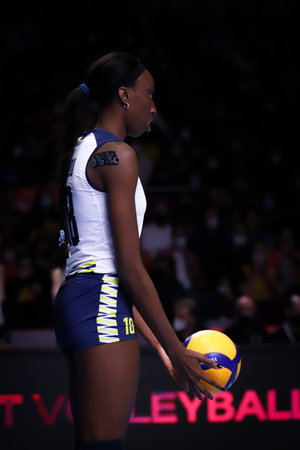 ANKARA, TURKEY - DECEMBER 19, 2021: Paola Egonu in Vakifbank vs Imoco Volley Conegliano final match of FIVB Volleyball Womens Club World Championshipのeditorial素材