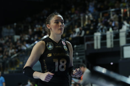 ISTANBUL, TURKEY - MARCH 20, 2022: Zehra Gunes in Vakifbank vs PTT Turkish Sultans League match in Vakifbank Sport Hallのeditorial素材