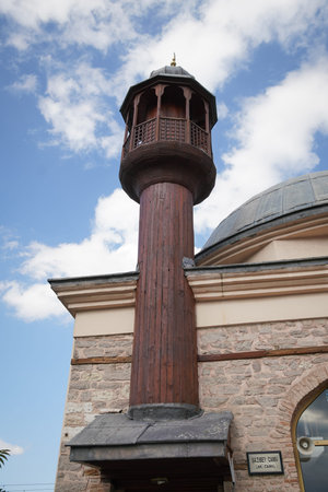 Minaret of Ak Mosque in Konya City, Turkiye