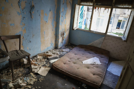 ISTANBUL, TURKEY - JANUARY 06, 2022: Abandoned room in forsaken brothel in Zurefa Street where brothel district of Istanbul and closed in 2019のeditorial素材