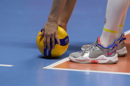 ISTANBUL, TURKEY - FEBRUARY 20, 2022: Naz Aydemir Akyol in Fenerbahce Opet vs PTT Turkish Sultans League match in Burhan Felek Sport Hallのeditorial素材