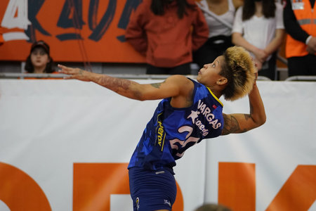 ISTANBUL, TURKEY - APRIL 25, 2022: Melissa Vargas in action during Eczacibasi Dynavit vs Fenerbahce Opet Turkish Sultans League Playoff 1-4 match in Eczacibasi Sport Hallのeditorial素材