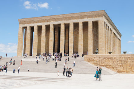 ANKARA, TURKIYE - JULY 14, 2022: People visit Anitkabir where is the mausoleum of Ataturk, the founder and first President of the Republic of Turkiye.のeditorial素材