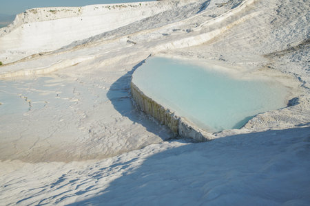 Travertines Terrace at Pamukkale in Denizli City, Turkiye