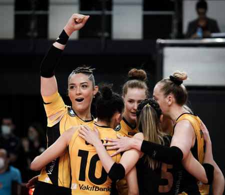 ISTANBUL, TURKEY - MARCH 31, 2022: Zehra Gunes in Vakifbank vs Fenerbahce Opet CEV Champions League Volley Semi Final match in Vakifbank Sport Hallのeditorial素材