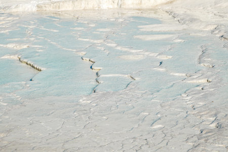 Travertines Terraces at Pamukkale in Denizli City, Turkiye