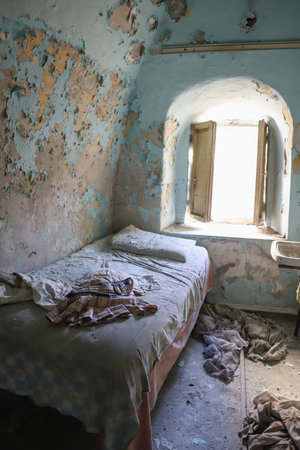 ISTANBUL, TURKEY - JANUARY 06, 2022: Abandoned room in forsaken brothel in Zurefa Street where brothel district of Istanbul and closed in 2019のeditorial素材
