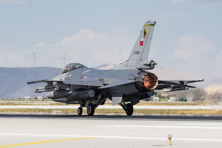 KONYA, TURKIYE - JUNE 30, 2022: Turkish Air Force General Dynamics F-16C Fighting Falcon (4R-81)...