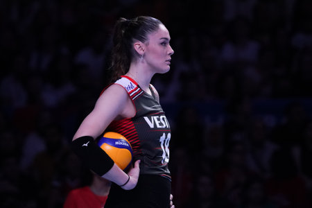 ANKARA, TURKIYE - JUNE 04, 2022: Gunes Zehra in Bulgaria vs Turkiye VNL Pool match in Ankara Arenaのeditorial素材