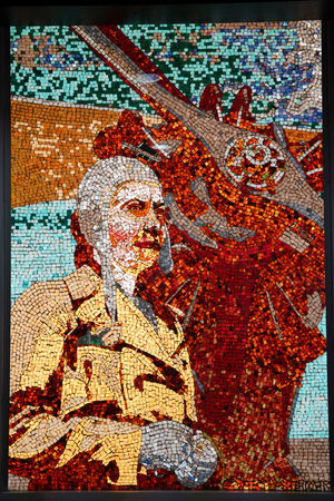 ANKARA, TURKIYE - JUNE 05, 2022: Stained glass in Museum of Turkish Aeronautical Associationのeditorial素材