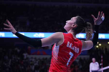 ANKARA, TURKIYE - JUNE 05, 2022: Baladin Hande in Turkiye vs Belgium VNL Pool match in Ankara Arenaのeditorial素材