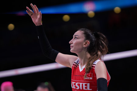 ANKARA, TURKIYE - JULY 14, 2022: Baladin Hande in Turkiye vs Thailand VNL Quarter Final match in Ankara Arenaのeditorial素材