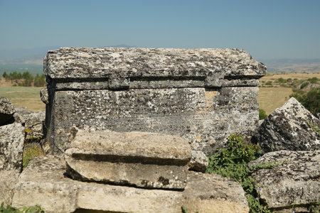 Tombs at Hierapolis Ancient City, Pamukkale, Denizli City, Turkiyeの写真素材