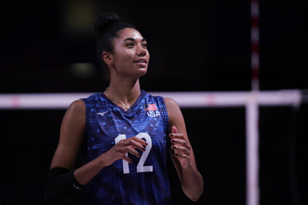 ANKARA, TURKIYE - JULY 13, 2022: Thompson Jordan in United States vs Serbia VNL Quarter Final match in Ankara Arenaのeditorial素材
