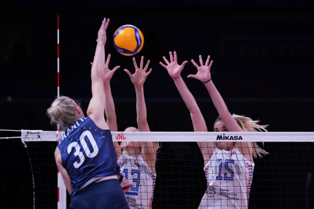 ANKARA, TURKIYE - JULY 13, 2022: Frantti Alexandra in action during United States vs Serbia VNL Quarter Final match in Ankara Arenaのeditorial素材