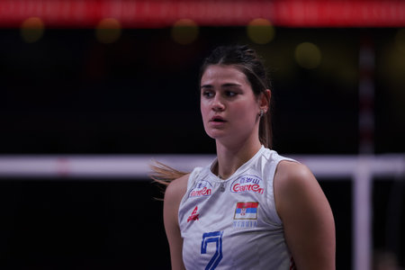 ANKARA, TURKIYE - JULY 13, 2022: Lazovic Katarina in United States vs Serbia VNL Quarter Final match in Ankara Arenaのeditorial素材