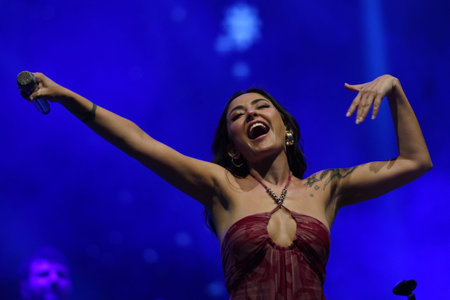 iSTANBUL, TURKIYE - SEPTEMBER 16, 2022: Turkish singer Melek Mosso concert in Atasehir Fest