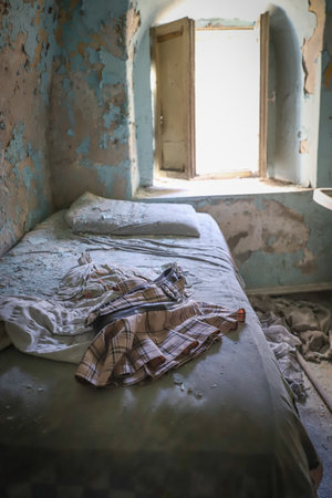 ISTANBUL, TURKEY - JANUARY 06, 2022: Abandoned room in forsaken brothel in Zurefa Street where brothel district of Istanbul and closed in 2019のeditorial素材