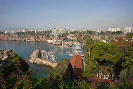 ANTALYA, TURKEY - NOVEMBER 17, 2022: Historic Harbor in Antalya City. Harbor dating to Roman eraのeditorial素材