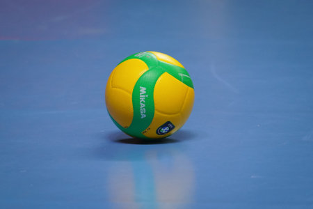 ISTANBUL, TURKIYE - JANUARY 18, 2023: Mikasa V200W ball in CEV Champions League Volley matchのeditorial素材