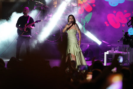 ISTANBUL, TURKEY - JUNE 01, 2022: Turkish singer Melek Mosso concert during Beyoglu Culture Road Festivalのeditorial素材