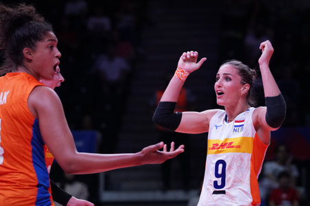 ANKARA, TURKIYE - JUNE 05, 2022: Schoot Myrthe in Serbia vs Netherlands VNL Pool match in Ankara Arenaのeditorial素材