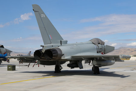 KONYA, TURKIYE - JUNE 30, 2022: United Kingdom Royal Air Force Eurofighter Typhoon FGR4 (444/BS135)...