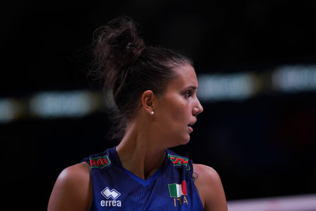 ANKARA, TURKIYE - JULY 14, 2022: Danesi Anna in Italy vs China VNL Quarter Final match in Ankara Arenaのeditorial素材