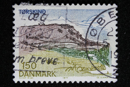 ISTANBUL, TURKEY - DECEMBER 25, 2020: Denmark stamp shows Torskind circa 1977