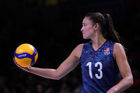 ANKARA, TURKIYE - JULY 13, 2022: Wilhite Sarah in United States vs Serbia VNL Quarter Final match in Ankara Arenaのeditorial素材