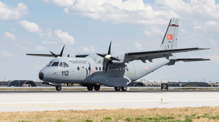 KONYA, TURKIYE - JUNE 30, 2022: Turkish Air Force CASA CN-235M-100 (C-112) taxiing in Konya Airport during Anatolian Eagle Air Force Exerciseのeditorial素材