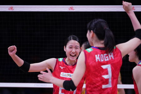 ANKARA, TURKIYE - JULY 13, 2022: Ogawa Erina in Brazil vs Japan VNL Quarter Final match in Ankara Arenaのeditorial素材