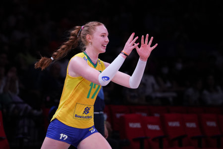 ANKARA, TURKIYE - JULY 13, 2022: Bergmann Julia Isabelle in Brazil vs Japan VNL Quarter Final match in Ankara Arenaのeditorial素材