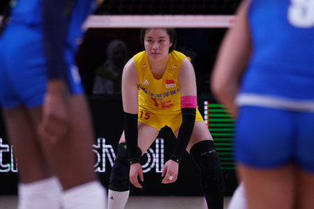 ANKARA, TURKIYE - JULY 14, 2022: Wang Weiyi in Italy vs China VNL Quarter Final match in Ankara Arenaのeditorial素材