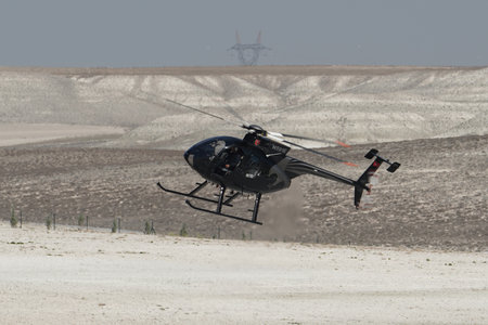 ESKISEHIR, TURKIYE - SEPTEMBER 18, 2022: M.S.O Air and Space Museum McDonnell Douglas 500E display in Sivrihisar SHG Airshowのeditorial素材