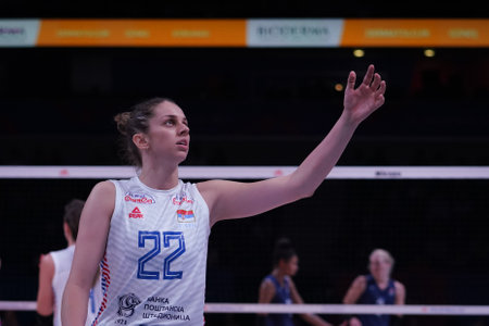 ANKARA, TURKIYE - JULY 13, 2022: Lozo Sara in United States vs Serbia VNL Quarter Final match in Ankara Arenaのeditorial素材