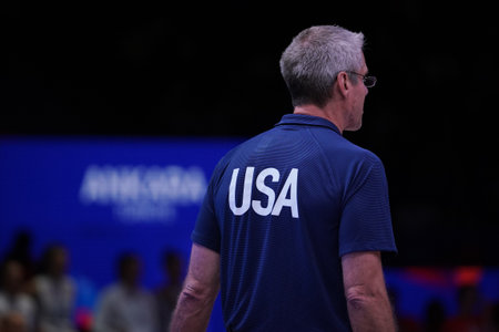 ANKARA, TURKIYE - JULY 13, 2022: Coach Karch Kiraly in United States vs Serbia VNL Quarter Final match in Ankara Arenaのeditorial素材
