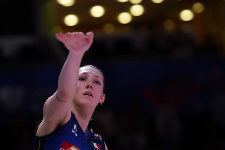ANKARA, TURKIYE - JULY 14, 2022: Lubian Marina warming up during Italy vs China VNL Quarter Final match in Ankara Arenaのeditorial素材