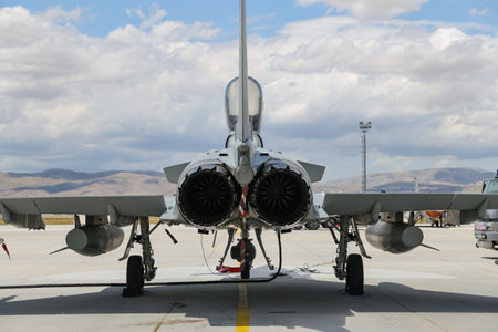 KONYA, TURKIYE - JUNE 30, 2022: United Kingdom Royal Air Force Eurofighter Typhoon FGR4 (444/BS135) displayed at Konya Airport during Anatolian Eagle Air Force Exerciseのeditorial素材