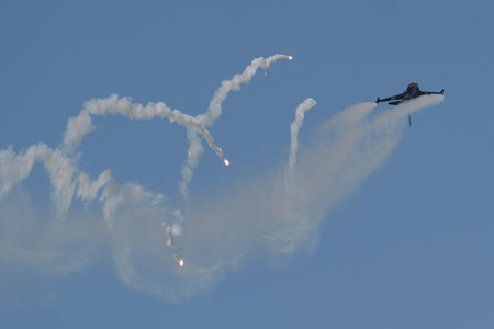 ESKISEHIR, TURKIYE - SEPTEMBER 18, 2022: Turkish Air Force General Dynamics F-16C Fighting Falcon...