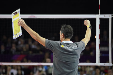 ANTALYA, TURKIYE - DECEMBER 18, 2022: Vakifbank coach Giovanni Guidetti in Imoco Volley Conegliano FIVB Volleyball Womens Club World Championship Final match in Antalya Sport Hallのeditorial素材