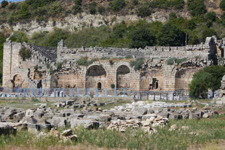 Theatre of Perge Ancient City in Antalya City, Turkiyeのeditorial素材