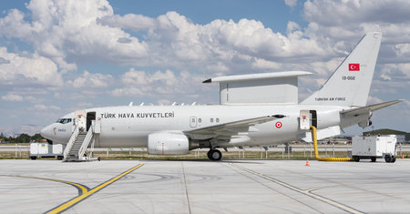 KONYA, TURKIYE - JUNE 30, 2022: Turkish Air Force Boeing E-7T Peace Eagle (33963) displayed at Konya...