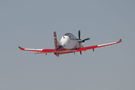 ESKISEHIR, TURKIYE - SEPTEMBER 18, 2022: Turkish Air Force TAI Hurkus B display in Sivrihisar SHG...