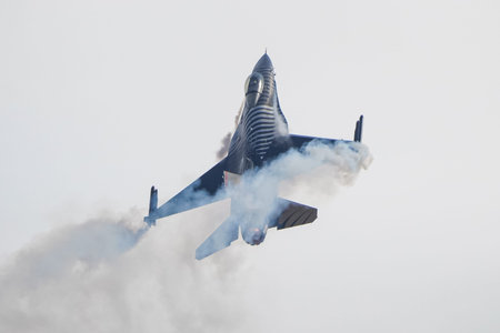 ISTANBUL, TURKIYE - APRIL 29, 2023: SOLOTURK, Turkish Air Force General Dynamics F-16C Fighting...