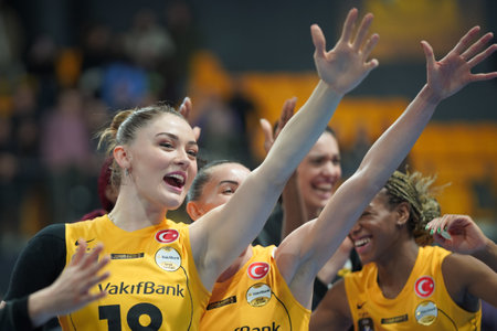 ISTANBUL, TURKIYE - MARCH 15, 2023: Zehra Gunes in Vakifbank vs Vero Volley Milano CEV Champions League Volley match in Vakifbank Sport Hallのeditorial素材
