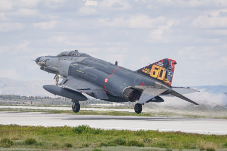 KONYA, TURKIYE - MAY 09, 2023: Turkish Air Force McDonnell Douglas F-4E Terminator 2020 (5009) take-off from Konya Airport during Anatolian Eagle Air Force Exerciseのeditorial素材