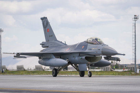KONYA, TURKIYE - MAY 09, 2023: Turkish Air Force Lockheed Martin F-16C Fighting Falcon (4R-102)...
